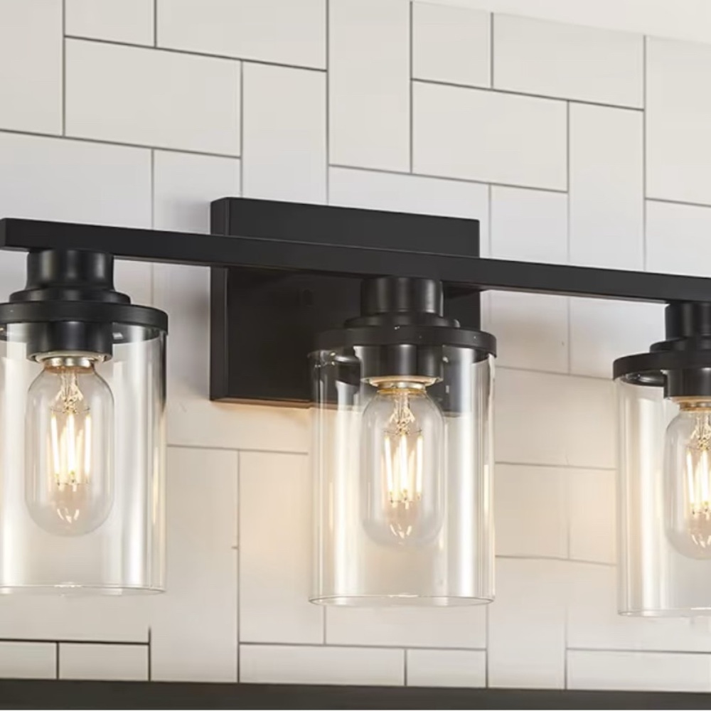 Black and Clear Glass Vanity Light Fixture